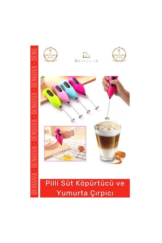 Premium Çelik Uçlu Pilli Kahve Sos Krema Mama Süt Köpürtücü Yumurta Çırpıcı Mini Mikser Çok Renkli