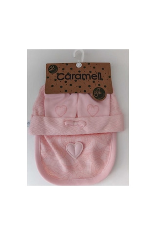 Caramell My Baby Kumsal 4lü Takım Aksesuar Eldiven Önlük Bere Tıny Lace Mini Dantel 2081 Pembe Pembe