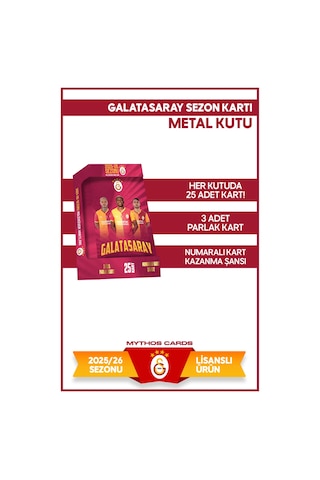 Galatasaray 2025-26 Sezon Kartları - Metal Kutu