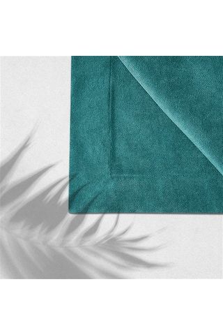 Kadife Dokulu Masa Örtüsü Turkuaz Rengi-648