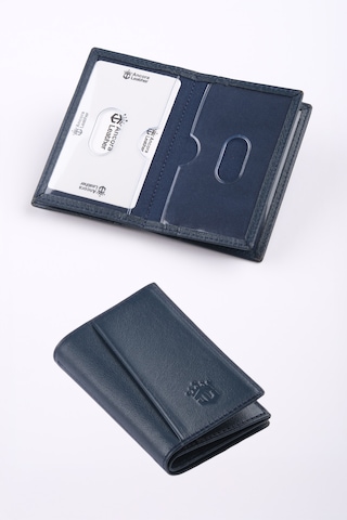 Ancora Leather Hakiki Deri Minimal Kartlık-26206 Lacivert
