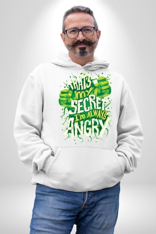 Bu Benim Sırrım Her Zaman Kızgınım Kadın Erkek Beyaz Kapüşonlu Sweatshirt Hoodie Beyaz