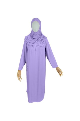 Pratik Tek Parça Organik Kız Çocuk Namaz Elbisesi Lila