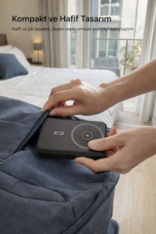 22.5w Hızlı Şarj 10.000 Mah Kablosuz Powerbank Dahili Kablolu Taşınabilir Şarj Cihazı Magsafe Uyumlu Siyah