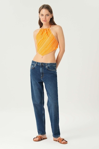 Koyu Mavi Düşük Bel Patı Fermuarlı Slim Fit Jean Pantolon C 4934-006 Koyu Mavi