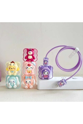 Iphone 18w/20w Uyumlu Şarj Kablosu Ucu Ve Şarj Başlığı Kılıfı Kuromi 3