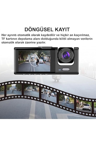 1080p 3 Kameralı Araç İçi Yol Güvenlik Kamerası