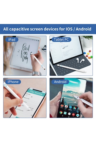Padalink Beyaz Genel Kullanimli Dokulu Uclu Akilli Kalem - İos/android Telefon Ve Tablet Icin Cizim, Yazma Ve Dokunmatik Ekran Uyumlu Bakir Uclu Stilus