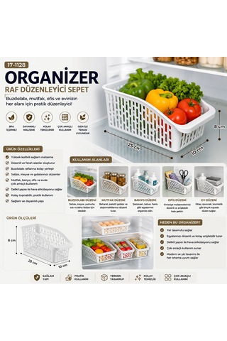 Diyarı Fırsat Beyaz Plastik Düzenleyici Organizer Mini Boy 25x10x8 Cm 60'lı Paket