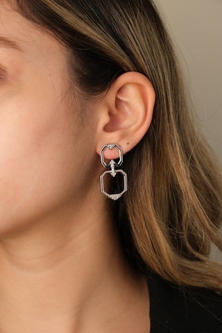 Çildan Womens Silver Simetrik Tasarım Küpe Altın