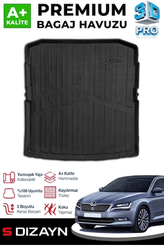 S-dizayn Skoda Superb 3d Pro Bagaj Havuzu 2015-2024 A+ Kalite