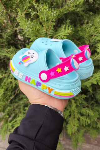 Unicornlu Kaydırmaz Taban Çocuk Terlik Turkuaz Turkuaz