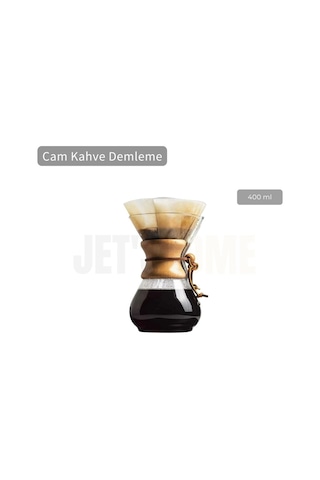 Chemex Cam Kahve Demleme Ahşap Tutacaklı 400 Ml Şeffaf