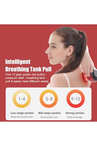 Sones 12-hızlı Şarjlı Elektrikli Kupa Masaj Cihazı Kırmızı Şarap Kırmızı