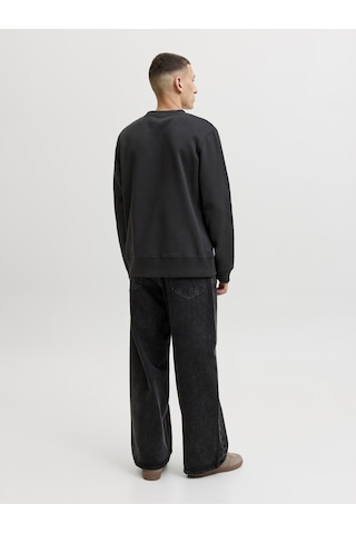 Jack & Jones Erkek Gögüs Baskili Bisiklet Yaka Sweatshirt - Aero - 12298492 Siyah
