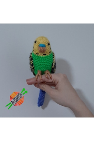 Amigurumi Örgü Oyuncak Kuş Muhabbet Kuşu Yeşil