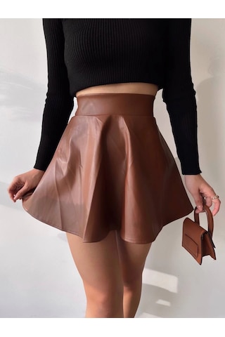 Beli Lastikli Deri Etek Kahve S24599 Kahve