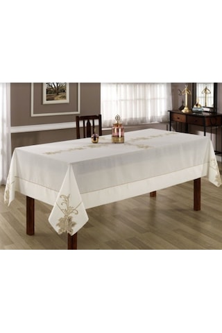 Nazik Home Rozy Masa Örtüsü Pudra-Krem