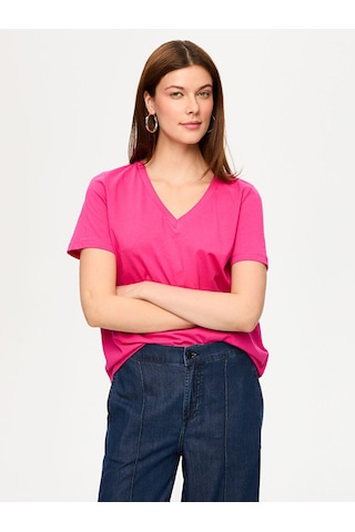 Pamuk V Yaka T-shırt S26tsh007 Bs26tsh007173 Pembe