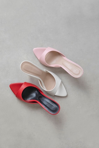 Wolk Shoes Franco Kadın Topuklu Deri Arkası Acık Topuklu Ayakkabı Siyah