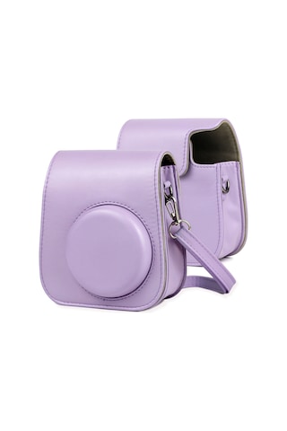 Fujıfılm Instax Mini 11 İçin Omuz Askılı Deri Kılıf Tam Vücut Kamera Çantası Mor Diğer