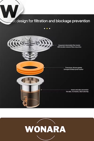Deluxe Seri Standart Dn40-dn50 Borularıyla Uyumlu Banyo Geri Akış Koku Önleyici Gider Aparatı