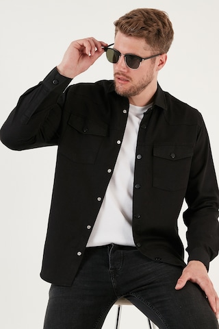 Buratti Pamuklu Regular Fit Çift Cepli Erkek Gömlek Cf24W116927 Siyah