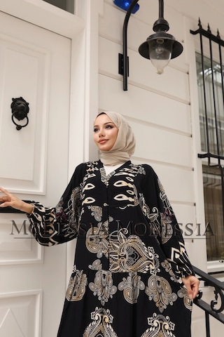 Kadın Siyah %100 Viskon Pamuklu V Yaka Alaçatı Model Kat Kat Elbise V6530 Siyah