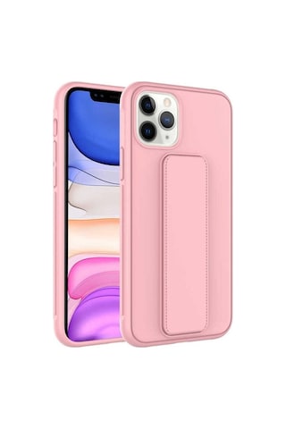 Apple Uyumlu iPhone 11 Pro Kılıf Zore Qstand Kapak Pembe