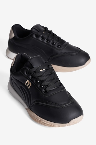 Mubiano Kadın Sneaker Günlük Rahat Bağcıklı Konfor Tabanlı Spor Ayakkabı Movi Siyah
