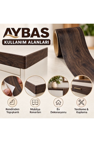 Aybas 5 Cm X 5 Metre Koyu Ceviz Ahşap Desenli Kumaş Yapışkan Bant Mobilya Kaplama Ve Tamir Şeridi 5 Cm X 5 Metre - Koyu Ceviz