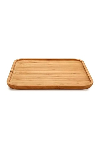 6lı Kare Bambu Gourmet Kahvaltı Tabağı Pasta Servis Sunum Tepsi İkramlık Ahşap Tabak Bej