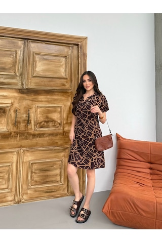 Sarıdağ Desenli Elbise Tunik Sarı