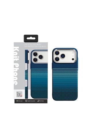 Knit Apple iPhone Uyumlu 17 Kevlar Series Kılıf Lf - 114 Mavi