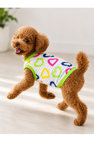 Miniş Kalpli Küçük Irk Köpek Sweatshirtü - Kolsuz-21596