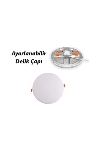 24 Watt Delik Çapı Ayarlanabilir Sıvaaltı 6500k Beyaz Işık Led Panel, Çok Kaliteli Led Spot Lamba Beyaz