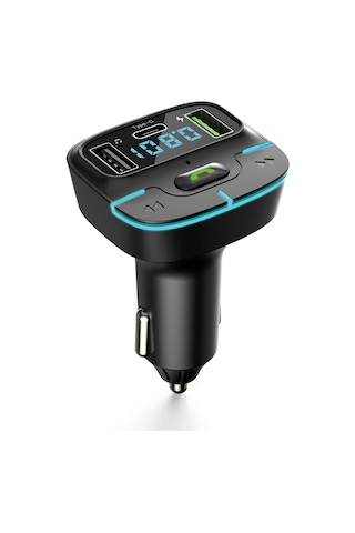 Araç Fm Transmitter 5.3 Bluetooth Araç Kiti Usb Type-c Hızlı Şarj Çıkışlı Çakmaklık Girişli F9