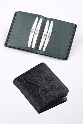 Ancora Leather Hakiki Deri Kartlık-26207 Siyah - Yeşil