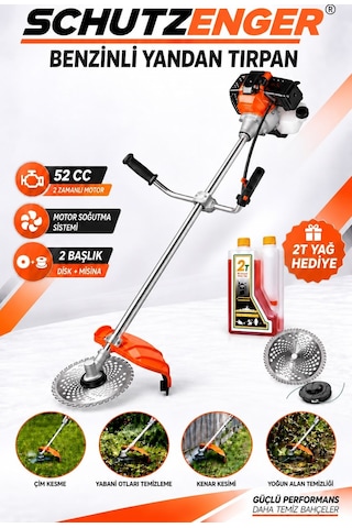 Schutzenger Hq-9 Benzinli Yan Tipi Ot Biçme Tırpan Motoru 2 Zamanlı Yağ Hediye Motor Soğutmalı 2 Başlıklı
