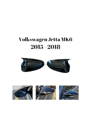 Volkswagen Jetta 2015 2016 2017 2018 Uyumlu Yarasa Ayna Kapağı Seti Batman Parlak Siyah
