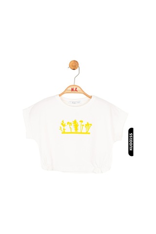 Nk Kids Xo Kids Dijital Baskılı Kısa Kollu Lastik Kollu Kız Çocuk Tışört 4-8 Yaş 36524 Sarı