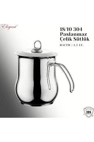 1,5 Lt. Çelik Sütlük Çelik Kulp Çelik