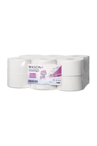 Wanda Soft Mini Cimri İçten Çekmeli Tuvalet Kağıdı 4 Kg 88m Rulo - 12'li Paket - 2 Katlı, 21cm Yaprak Eni