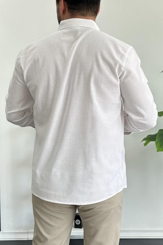 Erkek Krinkıl Kumaş Gömlek Beyaz Edw362 Beyaz