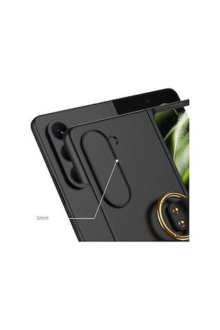 Samsung Galaxy Z Fold 5 İle Uyumlu Kılıf Yüzüklü Kamera Korumalı Mat Görünüm Telefon Kılıfı Kapak
