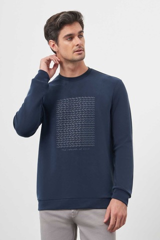 Morven Erkek Marine Trend Bisiklet Yaka Sweat-shirt 25ks063003210 Marine Marine Çok Renkli
