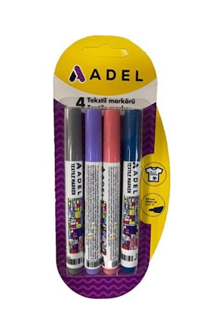 Tekstil Kumaş Kalem Markörü 4 lü Keçeli Kalem Adel Tekstil Markör
