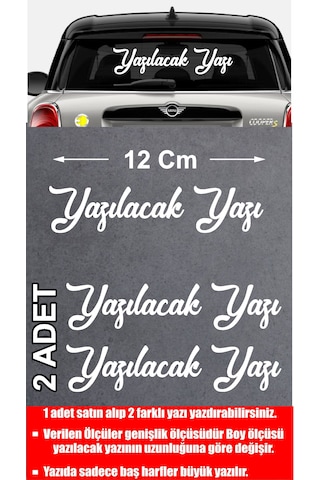 Kişiye Özel Ad Soyad Sticker 2 Adet - Araba Oto Motosiklet Karavan Sticker - 00121 12 Cm