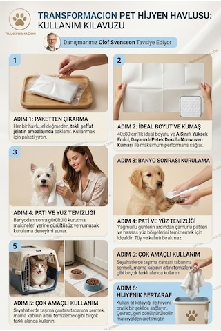 Transformacion Pet Havlusu - Kedi Köpek Banyo Havlusu Tek Kullanımlık Kuru Havlu 40x80 Cm 100 Adet 721808