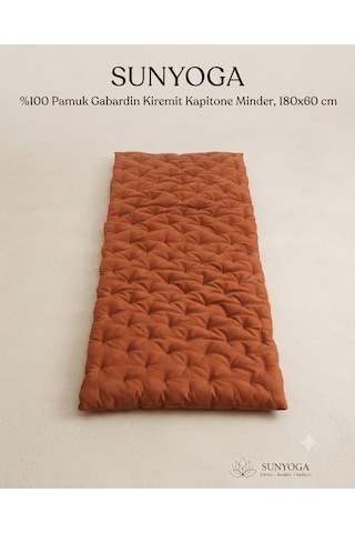 Pamuk Kapitone Meditasyon Minderi 180x60 Cm - Konforlu Yoga Matı Ve Yer Minderi Kremit